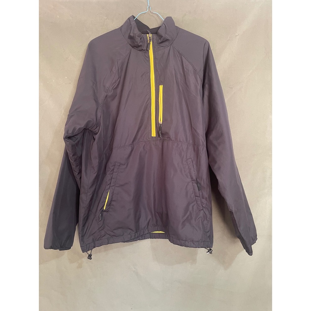 PGA Tour Mens Half Zip Windbreaker Jacket Gray Yellow Golf Pullover Medium